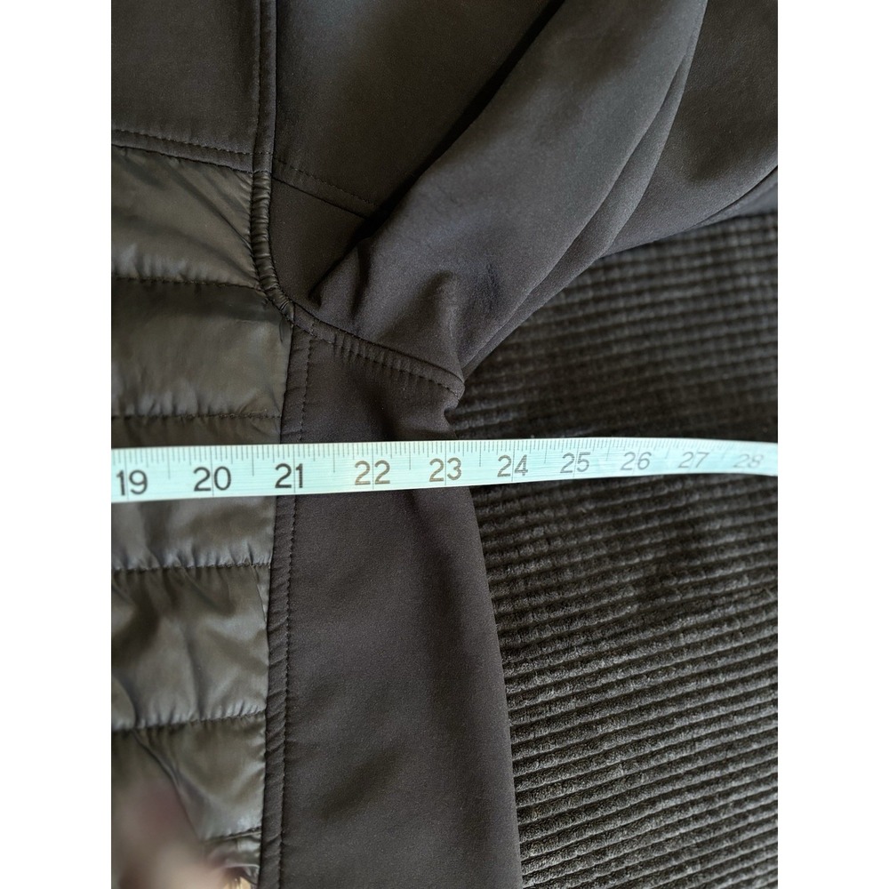 Athletech Puffer Jacket Zip Up Size Large Zip Pockets Fleece Lined Black Toggle - Picture 6 of 8